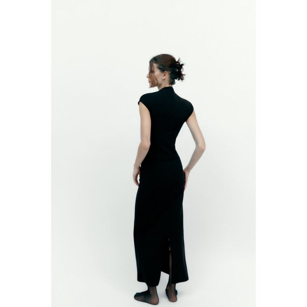 Black Zara High Elastic Waist Stretch Knit Maxi Skirt (NWT) - Picture 4 of 8
